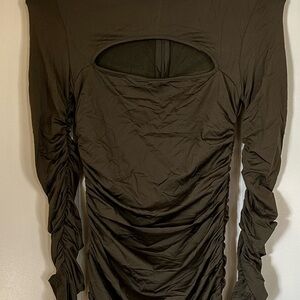 Brown Ruched Long Sleeve Top